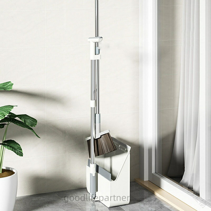 ほうき ちりとり セット 自立式 立て式 掃除 屋外 留め具 固定 180° 角度 調節 可...