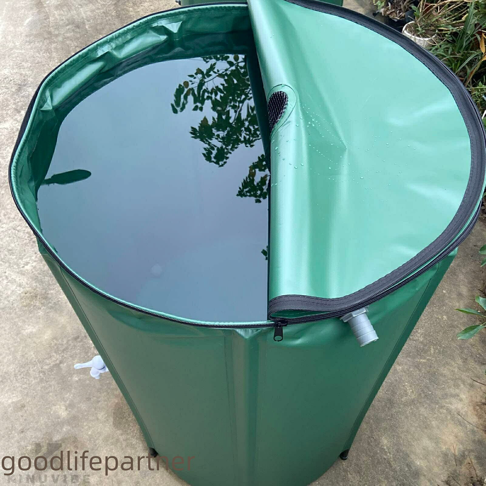 グッドライフパートナーの雨水タンク 家庭用 集水器 貯水タンク 100 200 225L 屋外折りたたみ式ポータブル ウォーターバケツ 防災 雨を 園芸植物灌漑可能 屋外用｜アングル3