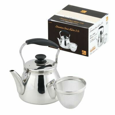 \レビューで1000円クーポン!/ モルティ 18-8ステンレス製広口ケットル 3.0L(茶こしアミ付) パール金属