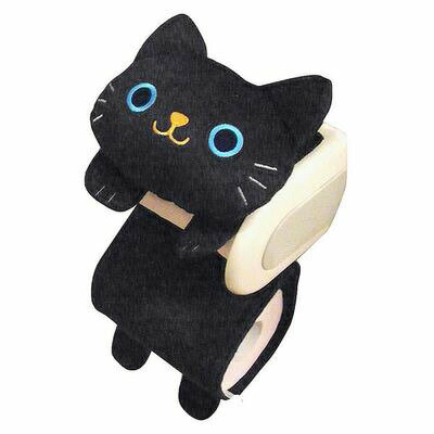 ＼今ならレビューで1000円クーポン ／ ねこのトイレロールペーパーホルダー クロ トイレ トイレットペーパー 紙 かわいい おしゃれ ロール ホルダー