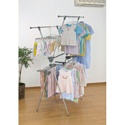 \レビューで1000円クーポン!/ セキスイ ステンレス2段式 伸縮ものほしスタンド (※上部バー両側とも伸縮式)