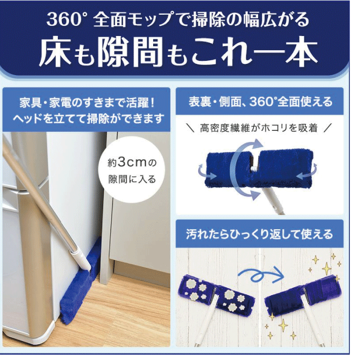 ＼1000円クーポン配布中!／激落ちくん トレループ フローリング用 ケース付き ワイパー フローリング用 モップ レック LEC フロアワイパー ワイパー クリーナー 掃除 簡単 収納 スタンド 隙間 軽量 ホコリ 取り 掃除機 きれい 繰り返し 経済的 エコ フローリング 床 掃き掃除 goodlifeshop-10082333 グットライフショップ サンプル画像3