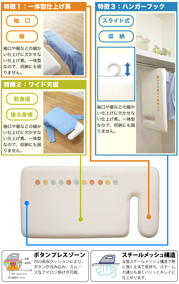 送料無料 軽量ペアプレス G-1 ワイド天板のアイロン台 （一体型仕上げ馬+ボタンプレスゾーン+スチールメッシュ+ハンガーフック機能付!） 山崎実業 折りたたみ おしゃれ コンパクト アイロン台 【RCP】【7807】【CP】