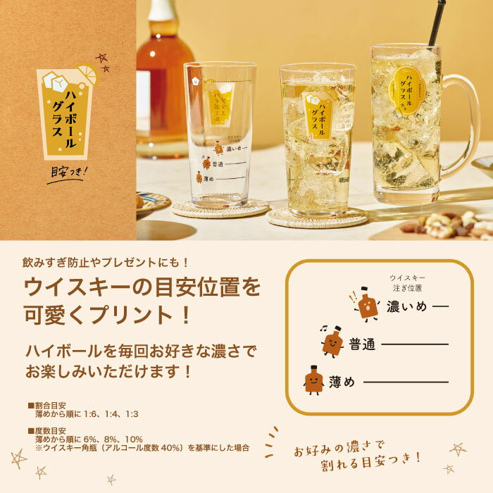 「自分好みのハイボールが作れる!目安付き400mlハイボールグラス」 縦画像 2