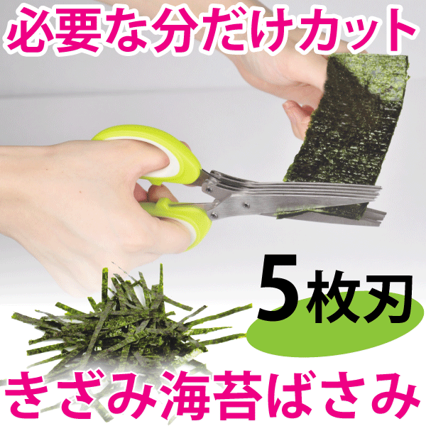 送料無料 そーめんやおそばのお供に！きれいなきざみのりがラクラクカットできる5倍刃ばさみ きざみ海苔はさみ 5枚刃 3.5mmカット パール金属 【HB-0655】【CP】