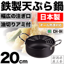 【●日本製】新潟県燕三条製 鉄製 注ぎやすい天ぷら鍋 20cm 幅広の注ぎ口 湯切りアミ付 オール熱源対応 ガス火 IH対応 鉄製天ぷら鍋 パール金属 【RCP】【HB-1890】