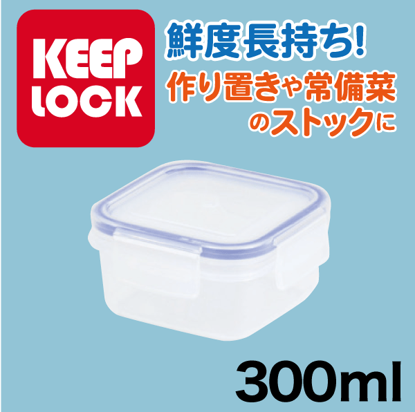 送料無料 Keep Lock キープロック 鮮度を保つ保存容器正方形 300ml 電子レンジ対応 保存容器 パール金属 【HB-585】【CP】