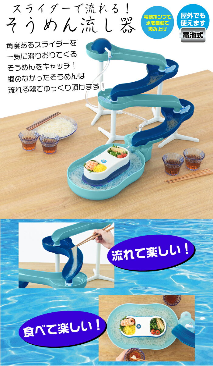 「楽しく手軽に!滝のように流れるそうめんが味わえる!スライダー付きそうめん流し器」 縦画像 2