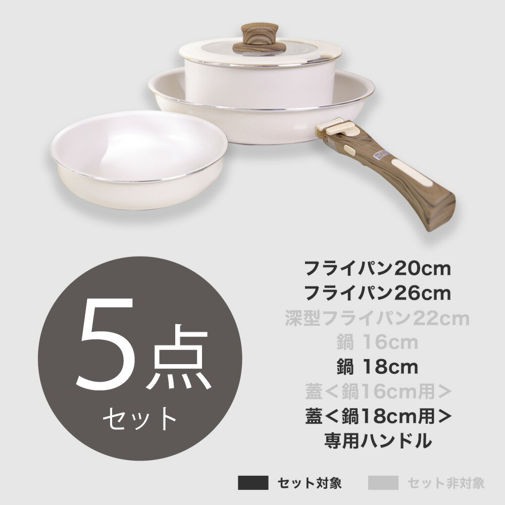 「自由に組み合わせ!ダイキンシルクウェアコーティングの着脱式フライパンセット」 縦画像 2
