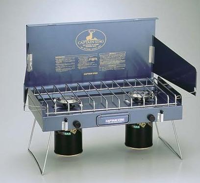 ステイジャー コンパクト ガス ツーバーナーコンロCAPTAIN STAG パール金属 【RCP】【M-8249】
