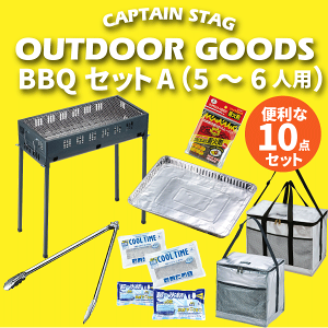 【送料無料】まとめてお得!! BBQセット A （5〜6人用） ビギナー 10点セット バーベキュー コンロ セット セット内容（コンロ プレート 着火剤 トング クーラーバッグ×2種 保冷剤×4種 ） パール金属