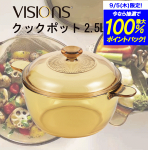 ＼今ならレビューで1000円クーポン!／ 【送料無料】VISIONS 食材が見えるガラス鍋 ガラス製 クックポット 2.5L 両手鍋 2.5Lサイズ （※IH対応不可）ガラス鍋 ガラス蓋 直火 オーブン 電子 レンジ対応 耐熱ガラス VISION ビジョン ビジョンズ