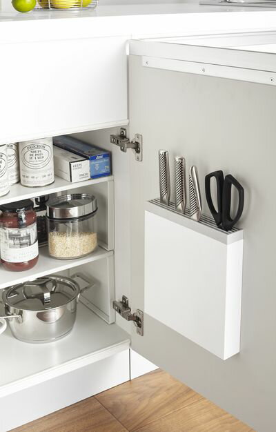 山崎実業 包丁＆キッチンばさみ差し プレート plate ホワイト YAMAZAKI