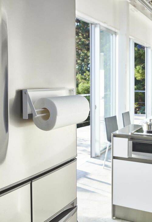 山崎実業 片手でカットマグネットキッチンペーパーホルダー プレート ホワイト PLATE YAMAZAKI