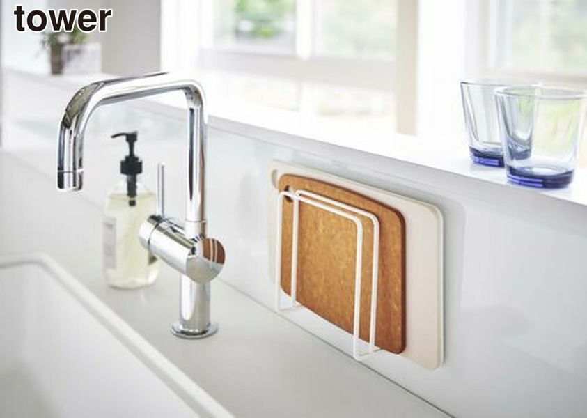 【ポイント5倍】山崎実業 マグネットまな板スタンド タワー ホワイト tower YAMAZAKI