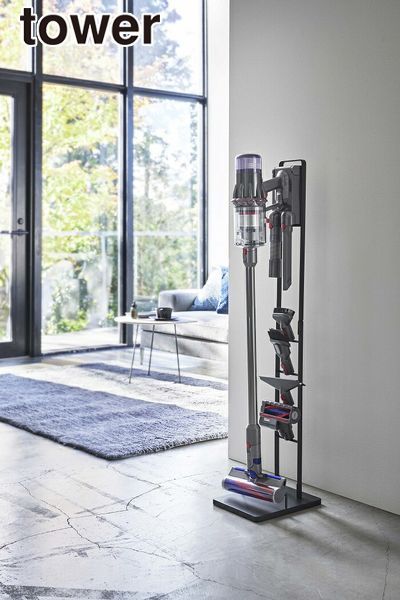 ＼今ならレビューで1000円クーポン!／ 【ポイント5倍】山崎実業 コードレスクリーナースタンド タワー M＆DS ブラック tower YAMAZAKI