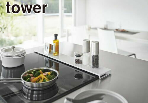 ＼レビューで1000円クーポン!／ 【ポイント5倍】山崎実業 排気口カバー タワー フラットタイプ W75 ホワイト 排気口 台 コンロ カバー 収納 ラック YAMAZAKI tower