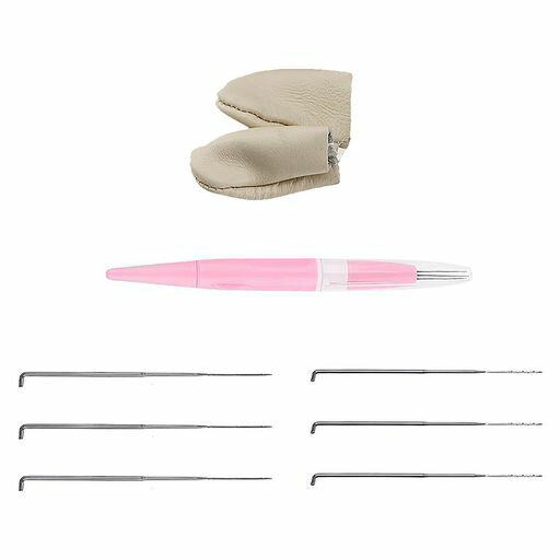 ESJNNK羊毛フェルトニードル3本針2サイズのフェルト針付きレザー製指サック羊毛フェルト工具フェルト針刺繍フェルトニードル手作りDIY用ツール