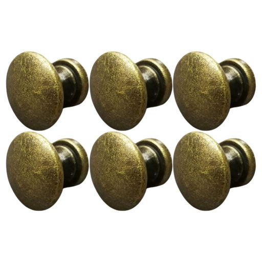 NUOLUX取っ手つまみ6個セット亜鉛合金製ブロンズ色アンティークキャビネットノブ丸型引き出しプルドレ..