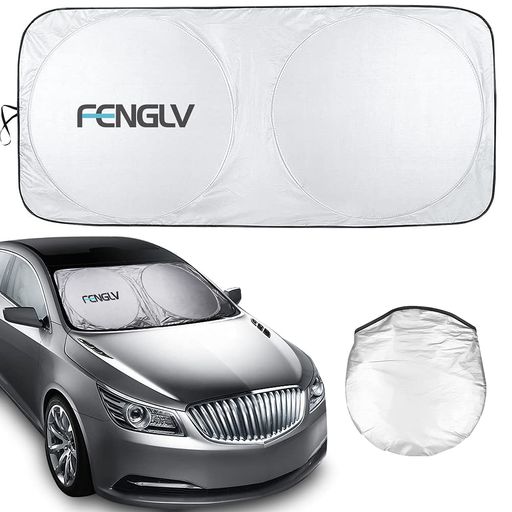 FENGLV車用サンシェード5層材料構造遮光率99.8%車用パラソルフロントシェード遮光遮熱収納ポーチ付き15..