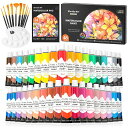 SHUTTLE ART 水彩絵の具 36色透明水彩 48点セット 筆10本 パレット 水彩紙付 12ML チューブ 大人の塗り絵 水彩画 お絵描き 美術 画材セ...