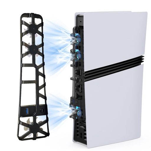 新型PS5Pro用冷却ファンPhyiFlbeyプレステ5Pro用冷却ファン低騒音3段階速度調整LEDライトUSB3.0熱対策放熱改善ps5用縦置きスタンドPS5Pro冷却ディスク/デジタル版対応PS5周辺機器