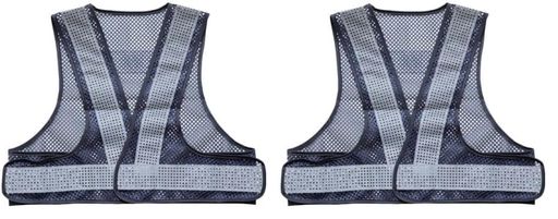 TRUSCOメッシュ安全ベストショート丈紺*シルバー着丈420mm