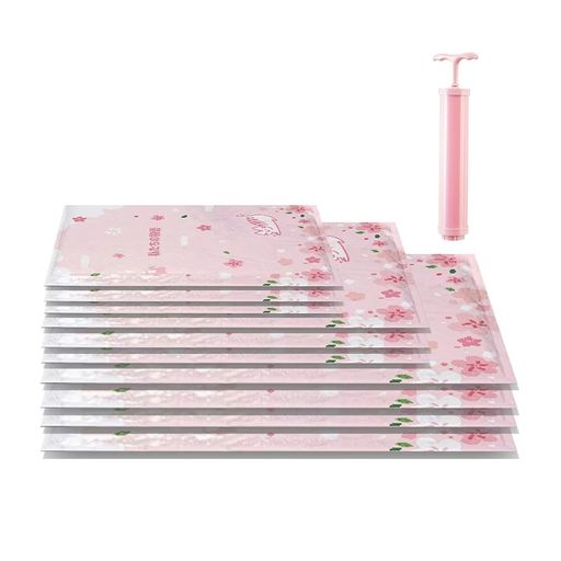 JIYUNII圧縮袋10枚組手動ポンプ付き真空圧縮袋二重チャック構造防塵防湿ダニ、カビ対策真空圧縮パック旅行衣替え出張引越し【100*80cm*460*80cm*340*60cm*3】