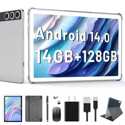 タブレット2025新登場ANDROID14タブレット10インチWIFIモデル14GB+128GB+1TB拡張 4G LTE通話+5G/2.4G WIFI アンドロイドタブレット8コアCPU T606 8000MAH TYPE-C 1280*800