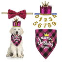 ペット誕生日帽子ペット誕生日飾り付け犬猫蝶ネクタイ数字付き風船お祝いセットバースデーパーティークラウンキラキラおしゃれ記念日誕生日グッズ4個セットピンク(4)