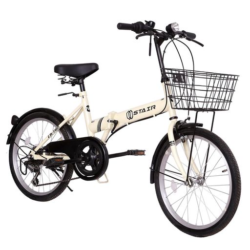 【商品詳細】本体サイズ:長さ150cm高さ96cm幅55cm。折りたたみ時サイズ:長さ83cm高さ80cm幅55cm。車体重量:16kg。フレーム材質:スチール。変速機:シマノ6段変速。前輪ブレーキ:キャリパーブレーキ/後輪ブレーキ:バンドブレーキ。 【折りたたみ簡単】折りたたみレバーを使用して、15秒だけで、折りたたみ状態になります。折りたたみ自転車なので、使いたくない時、折りたたんで収納できるし、特に旅行に行く時、車にラクラク収納できます。 【乗り心地よい】タイヤは20インチを採用、安定した走りが楽しめます。また、ハンドルとサドルの高さを工具不要で調整できるので、女性でも、男性でも、自分の身長に応じて、楽に乗れます。 【軽くて細身なシルエット】フレームにスチールを使用することでスタイリッシュな細身シルエットと軽量化を実現。スチールフレームは振動を吸収してくれる能力が高く、地面からの衝撃を適度にやわらげ、長時間乗っても疲労感が少ない優れものです。 【実用性に富む】前カゴが付いたので、通勤、通学でも、買い物に行っても、荷物の重さを心配する必要がないです。