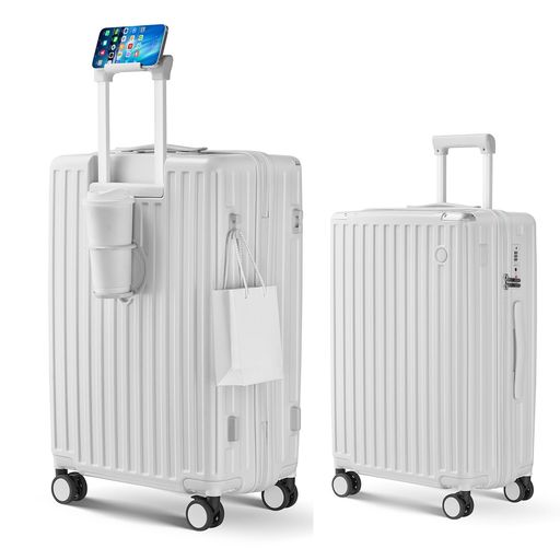 [Aecall]スーツケース機内持ち込みキャリーケースストッパー付き超軽量USBポート付きカップホルダー付き携帯スタンド隠しフック機能キャリーバッグ耐衝撃静音ダブルキャスターTSAローク…