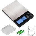 BOMATA デジタルスケール 計量器 0.1G単位 3KG コンパクト USB充電可能 風袋引き 計数機能 ステンレス鋼 高精度 はかり キッチン 測り 【料理 お菓子 宝石 粉】B604B...(3)