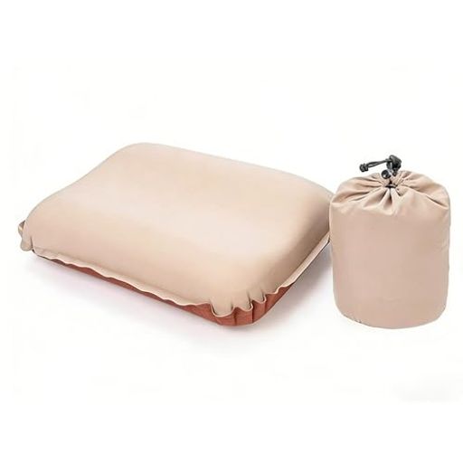 ANSAIRUI キャンプ枕 カーキ 約48x31x10cm 自動膨張 エアピロー 人間工学設計 首サポート 高反発ウレタン 30D生地 ダブルバルブ エア漏れ防止 コンパクト収納 キャンプ 車中泊 旅行 防災用