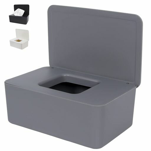 AmzBarleyウェットティッシュケースグレーおしゃれオフィス収納【防塵蓋付きL18.5*W12.2*H7】和風ケー..