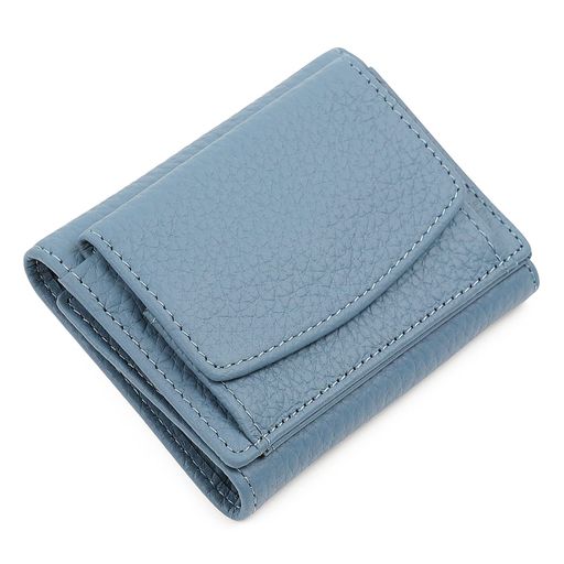 [imeetu]ミニ財布三つ折り財布レディースメンズ本革小さい財布スキミング防止小銭入れ付きみつおり牛革軽量コンパクトRFID(ブルー)