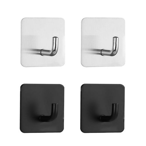 YIXINLYMYフック粘着フック壁【4個入り】壁付けフック壁掛けフック耐荷重10kg強力粘着フック穴開けない傷つけない貼り付け跡なし防水防湿錆びない壁を傷つけない角型ブラック、シルバー