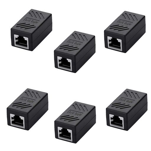 RJ45 LANケーブル用中継コネクタ コンパクト ギガビット RJ45 延長 コネクタ プラグ 8P8C メス-メス ブラック (6個)