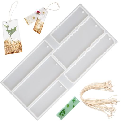 シリコンモールドブックマークしおり型樹脂粘土型ブックマークシリコンモールド通し穴長方形の樹脂モー..