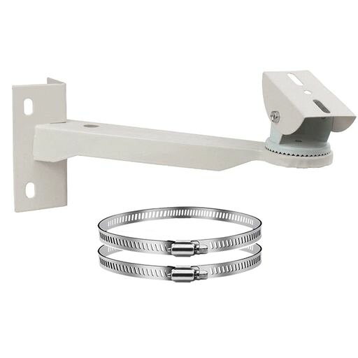円柱 角柱 屋外角度調整金具 防犯カメラ ハウジング ブラケット + Φ10CMステンレスバンド x 2。 防犯カメラと併用すると相乗効果があります。 盗難等を未然に防いだり、ご自宅であれば不法な訪問販売、ストーカー防止などに役立ちます。 角柱、円柱のどちらの形状でも付属のステンレスバンドで固定できます。ケーブルを通す穴があり、便利です。 格子状のフェンスなどにも取り付け可能です。上下左右の角度も調整できますので、死角対策になります。 セット内容:カメラブラケット1台、取付用ネジ2本、ステンレスバンド2本。