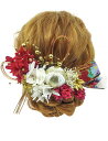 JZOON 髪飾り ドライフラワー 花飾り ヘアアクセサリー ヘアーアクセサリー 結婚式 成人式 卒業式 謝恩会 七五三 和装 振袖 着物 浴衣 袴 紫陽花 水引 和玉