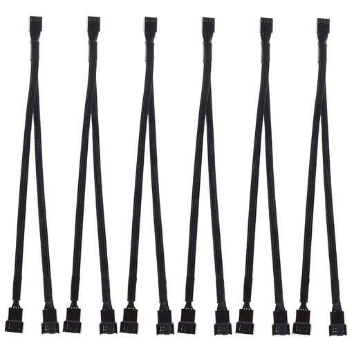 KILIGEN6個4ピンPWMファン分岐ケーブル、スリーブ付き編組アダプターコンピューターPCファン電源延長ケ..