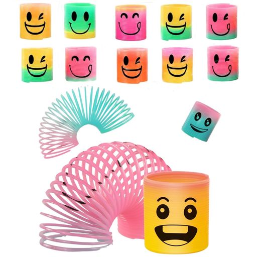 YFFSFDCレインボースプリング可愛い笑顔伸縮スプリングのおもちゃ伸び景品用くじ引き縁日マジック手品カラフル12個入りの商品画像