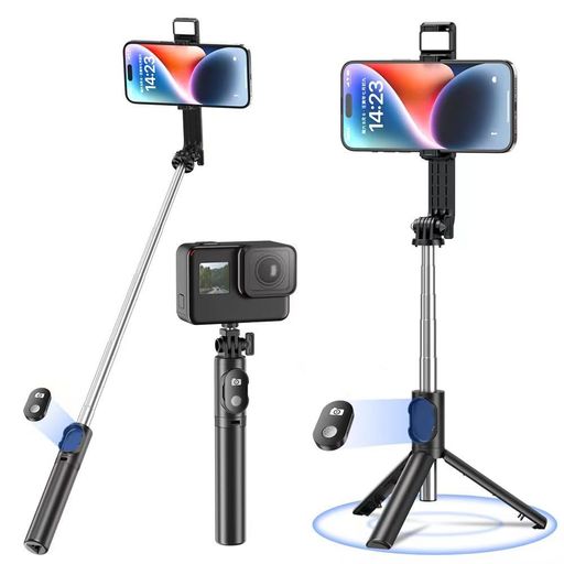 自撮り棒 スマホスタンド自撮り棒 2023最新 三脚自撮り棒 安定性アップ じどり棒 IPHONE ANDROID対応 軽量 伸縮 ポータブル スマホ コンパクト セルカ棒 折りたたみ式 最大102CMリモコン付き 携帯スタンド 多機種対応 カメラ