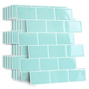 Yoillioneタイルシール防水厚め5枚耐熱キッチン洗面所剥がせるモザイクタイル壁紙シール賃貸DIY3dリメイクシート北欧トイレ雰囲気転換レンガ調グリーン