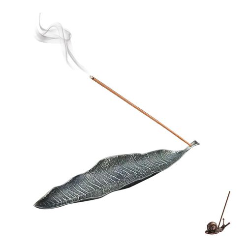 TUMETINSS線香立てお香立てお香たて仏壇用皿香皿多機能茶道書斎喫茶店(木の葉タイプ)(ブロンズグリーン..