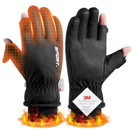 アウトドアグローブバイクグローブ冬防寒【2本指出し・あったか裏起毛】人間工学設計スマホ対応防風防水撥水滑り止め通気性弾性手首手..