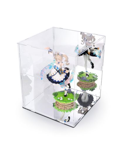 フィギュアケース アクリルケース ディスプレイケース 台座・背面ミラー 簡単組み立て 1/7 コレクション クリア 滑り止めクッション・日本語組立説明書付き(横幅25×奥行25×高さ30CM)