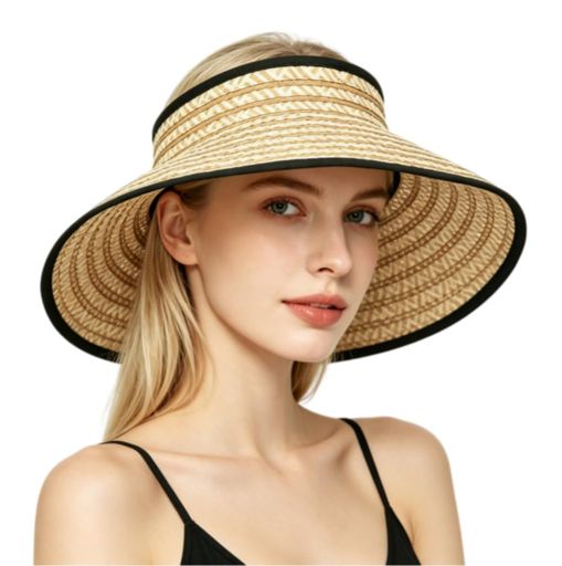 [IPENNYE] サンバイザー レディース 麦わら帽子 uvカット 日よけ帽子 通気 吸汗速乾 遮光 日焼け防止 つば広 あご紐付き 小顔効果 サイズ調節 春夏 女性 バイザーキャップ 婦人帽子 ゴルフ 海…