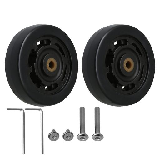 SHANOER2pcsスーツケースキャスタートラベルバッグホイール交換タイヤPVC素材65x23mm取替え静音ブラッ..